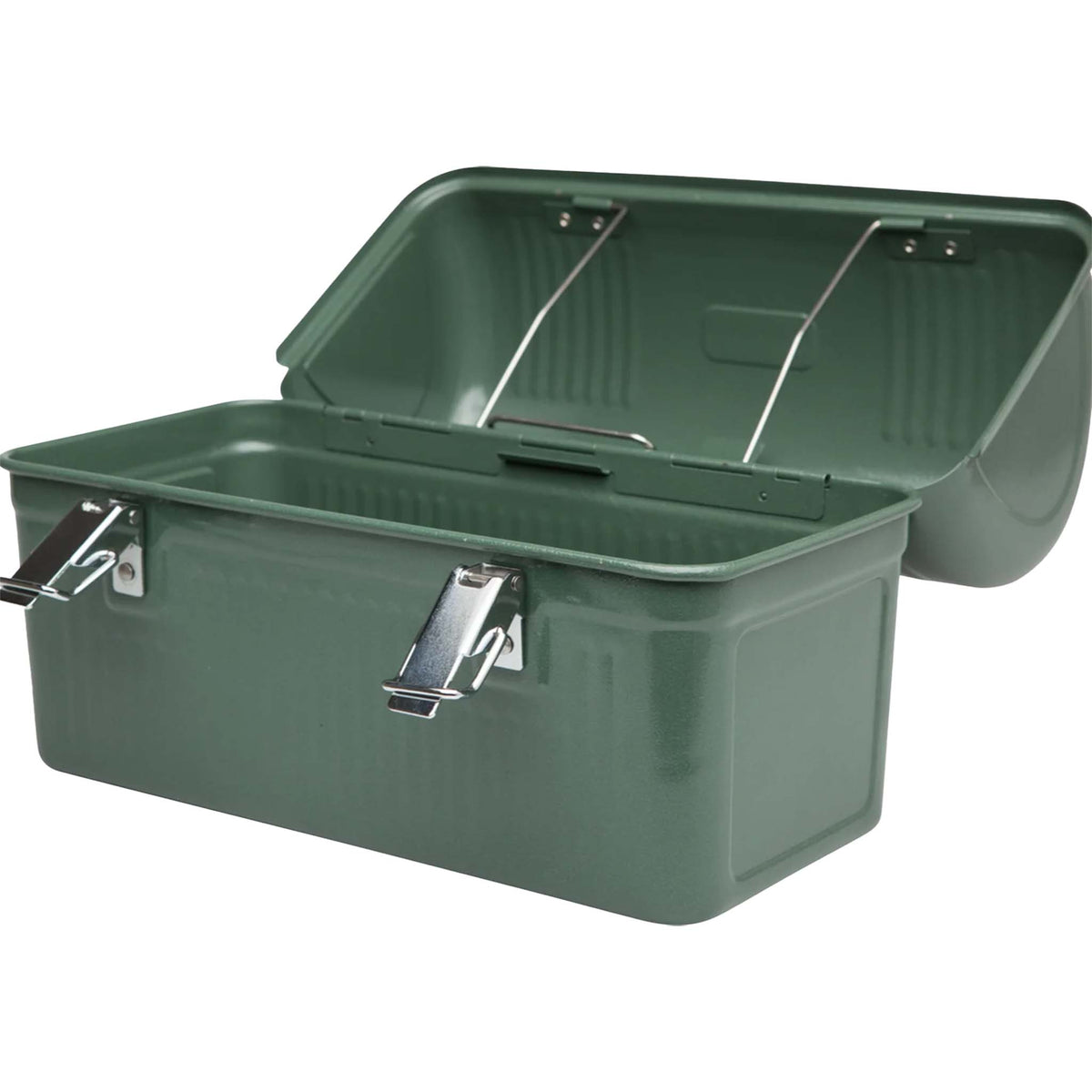 The Legendary Classic Lunch Box in Hammertone Green with lid open