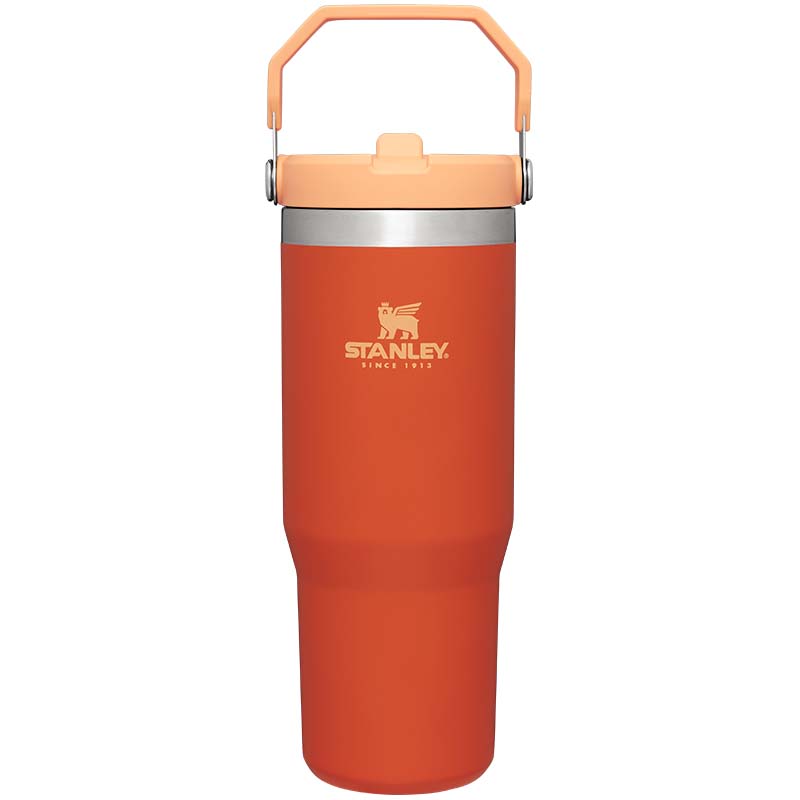 The 30oz IceFlow Flip Straw Tumbler in Tiger Lily