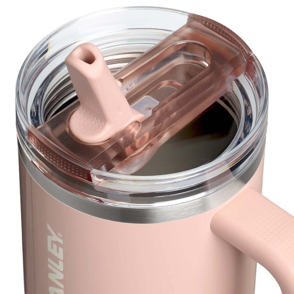 Close up of The 40oz Quencher ProTour Flip Straw Tumbler in Peach Whip Gloss.