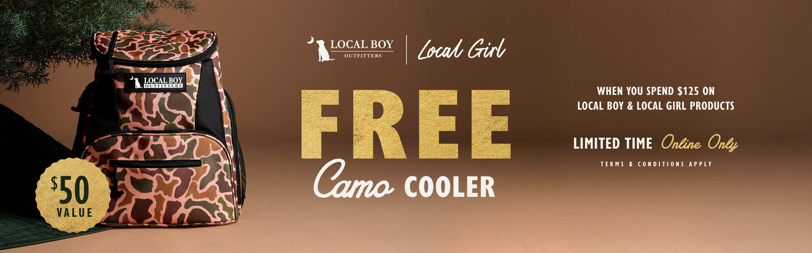 Receive a free local boy backpack cooler with the purchase of $125+ on Local Boy and Local Girl product. Limited time, online only.
