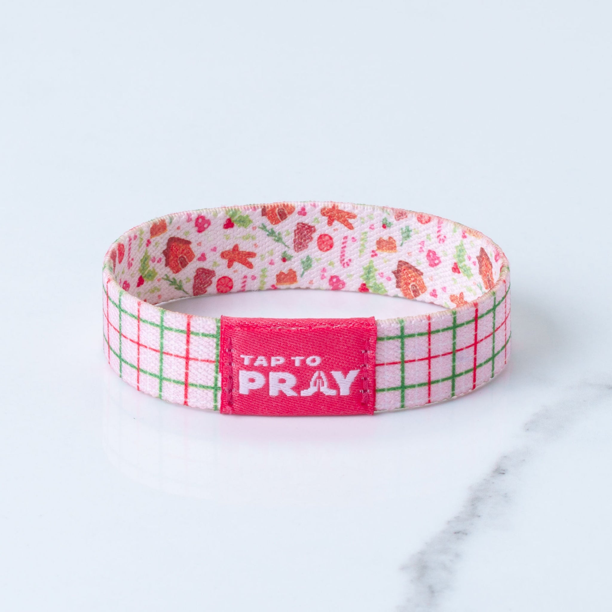 Tap To Pray Wristband Peppermint Plaid