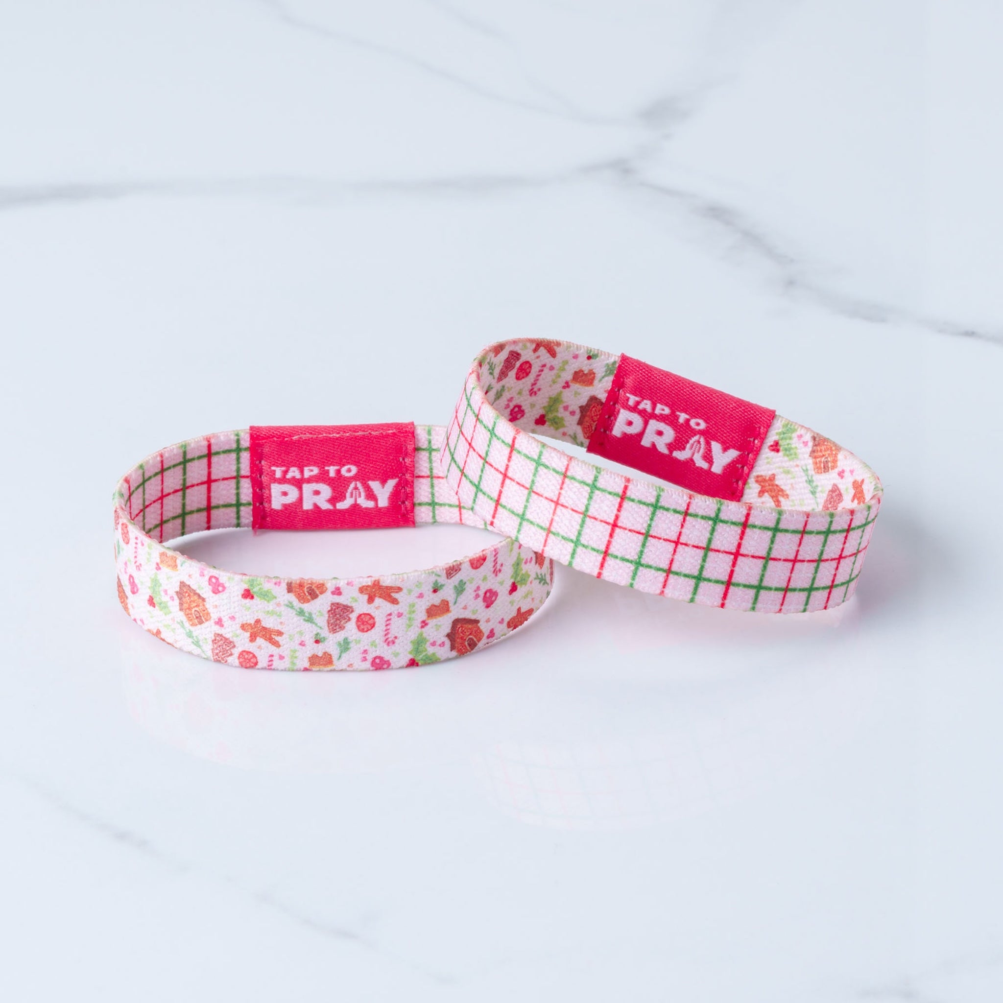 Tap To Pray Wristband Peppermint Plaid