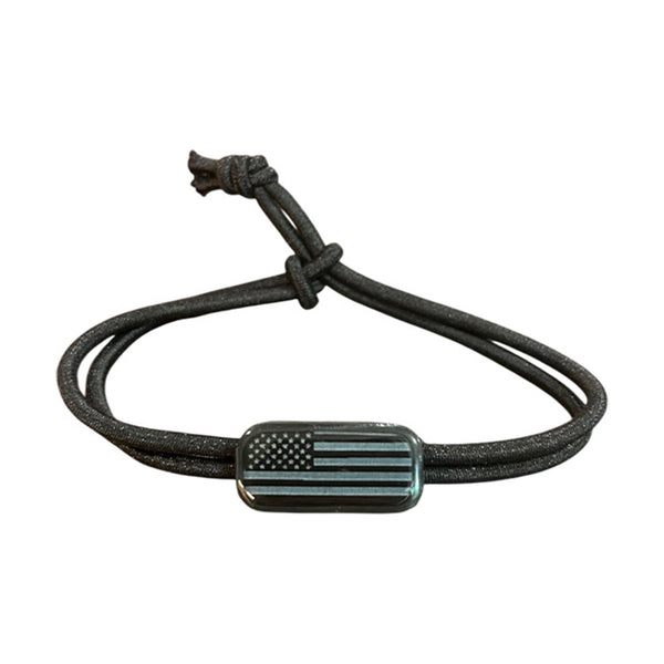 American Flag Adjustable Cord Bracelet in Onyx
