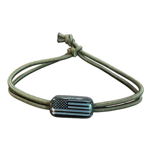 American Flag Adjustable Cord Bracelet in Olive
