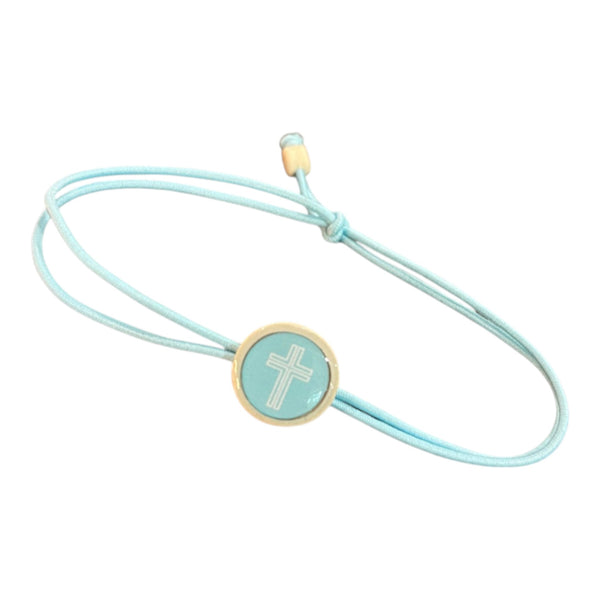 Adjustable Cross Bracelet in Sky