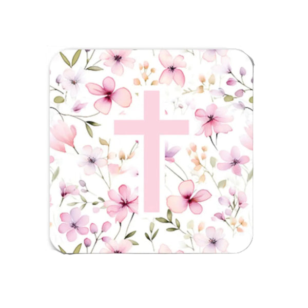Tap To Pray Pink Meadow Cross Sticker