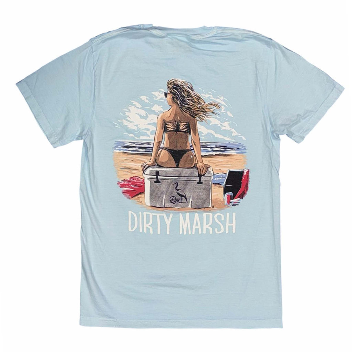 Dirty Marsh Outfitters Cooler Girl Short Sleeve T-Shirt in Chambray blue
