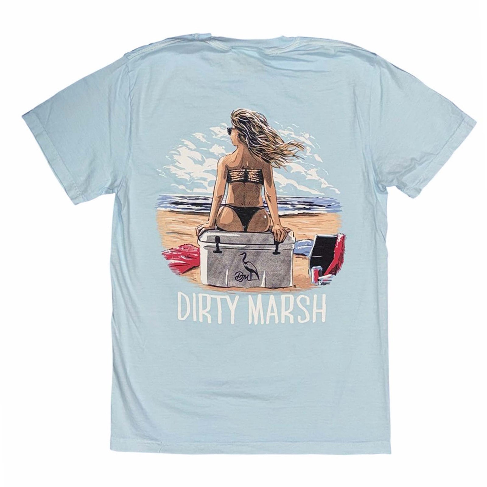 Dirty Marsh Outfitters Cooler Girl Short Sleeve T-Shirt in Chambray blue
