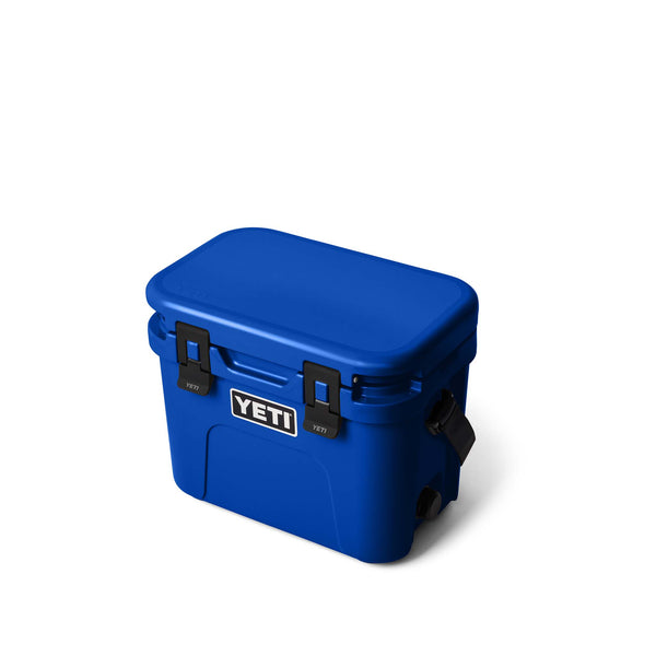 Blue YETI cooler on a white background