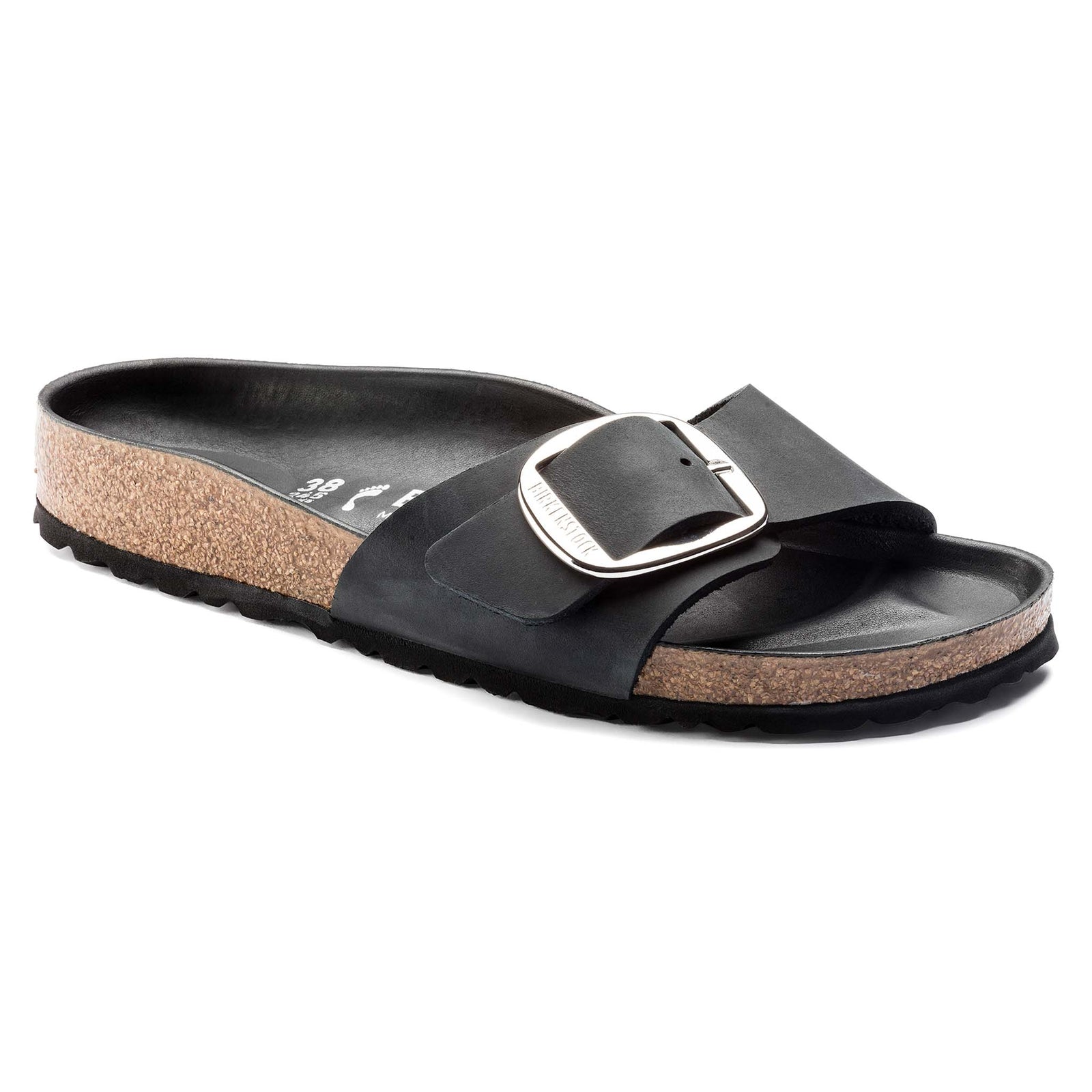 Birkenstock Women's Madrid Oiled Leather Big Buckle Sandals in Black