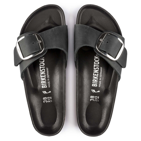 Birkenstock Women's Madrid Oiled Leather Big Buckle Sandals in Black