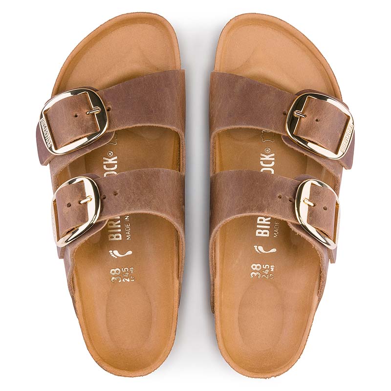 Birkenstock Arizona Oiled Leather Big Buckle Sandals in Cognac
