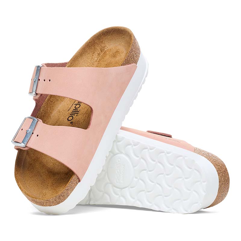 Arizona Flex Platform Leather Sandals in Soft Pink