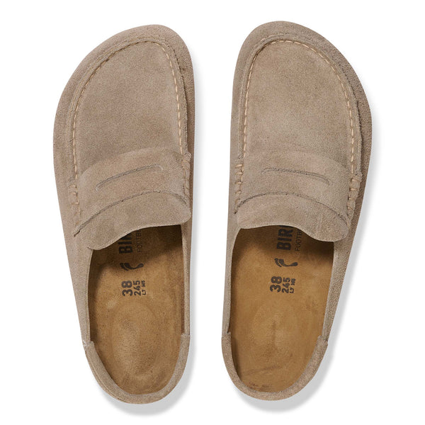Birkenstock Men's Naples Suede Leather Clog in Taupe
