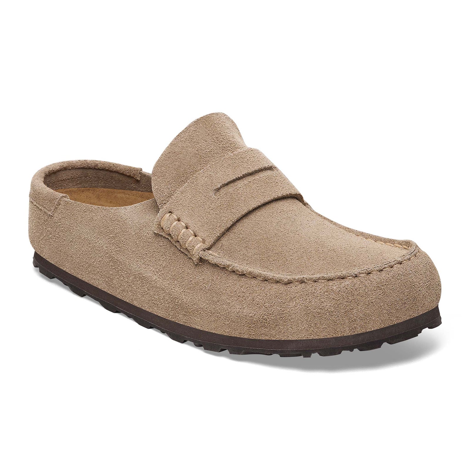 Birkenstock Men's Naples Suede Leather Clog in Taupe