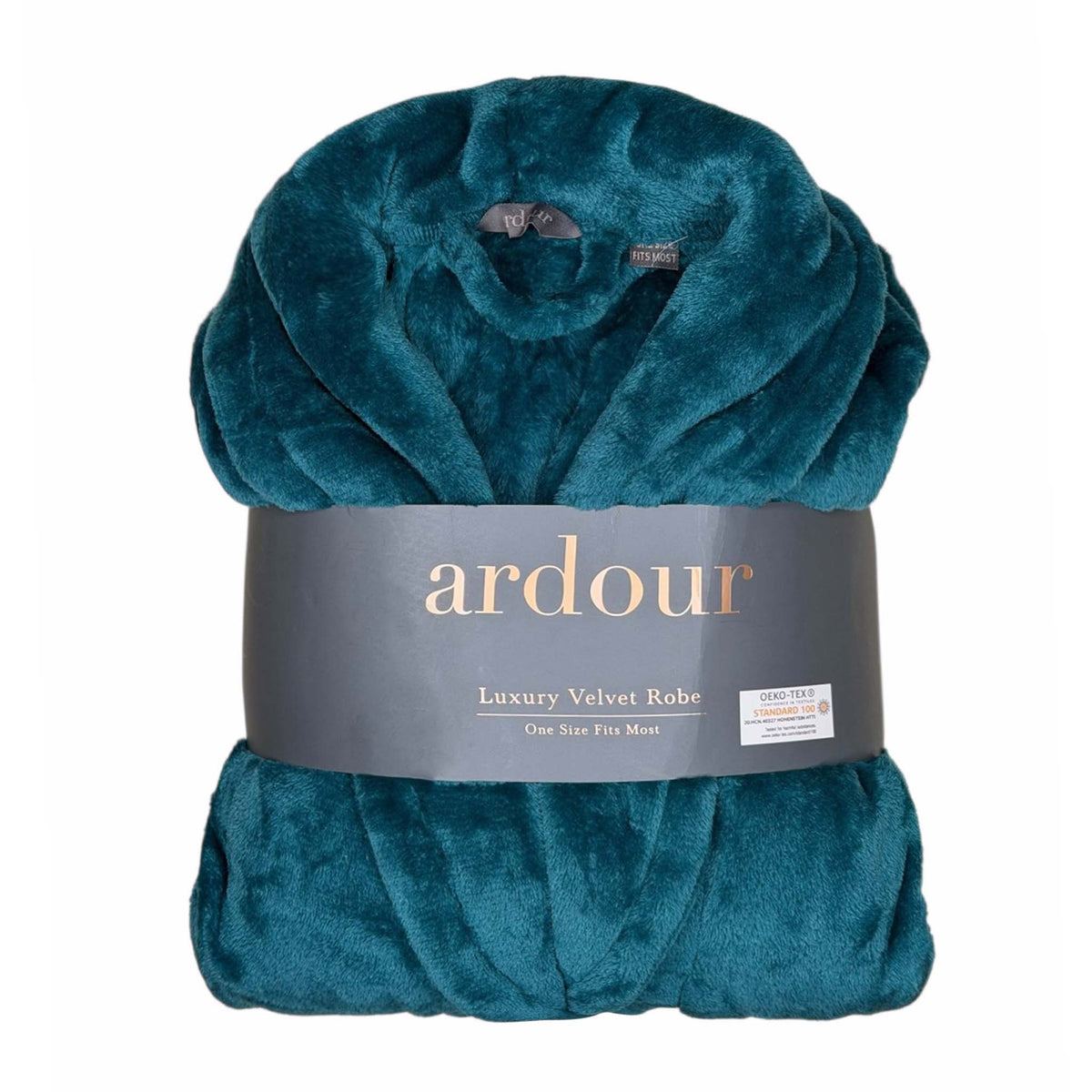 Mosaic Bath Velvet Robe in Teal