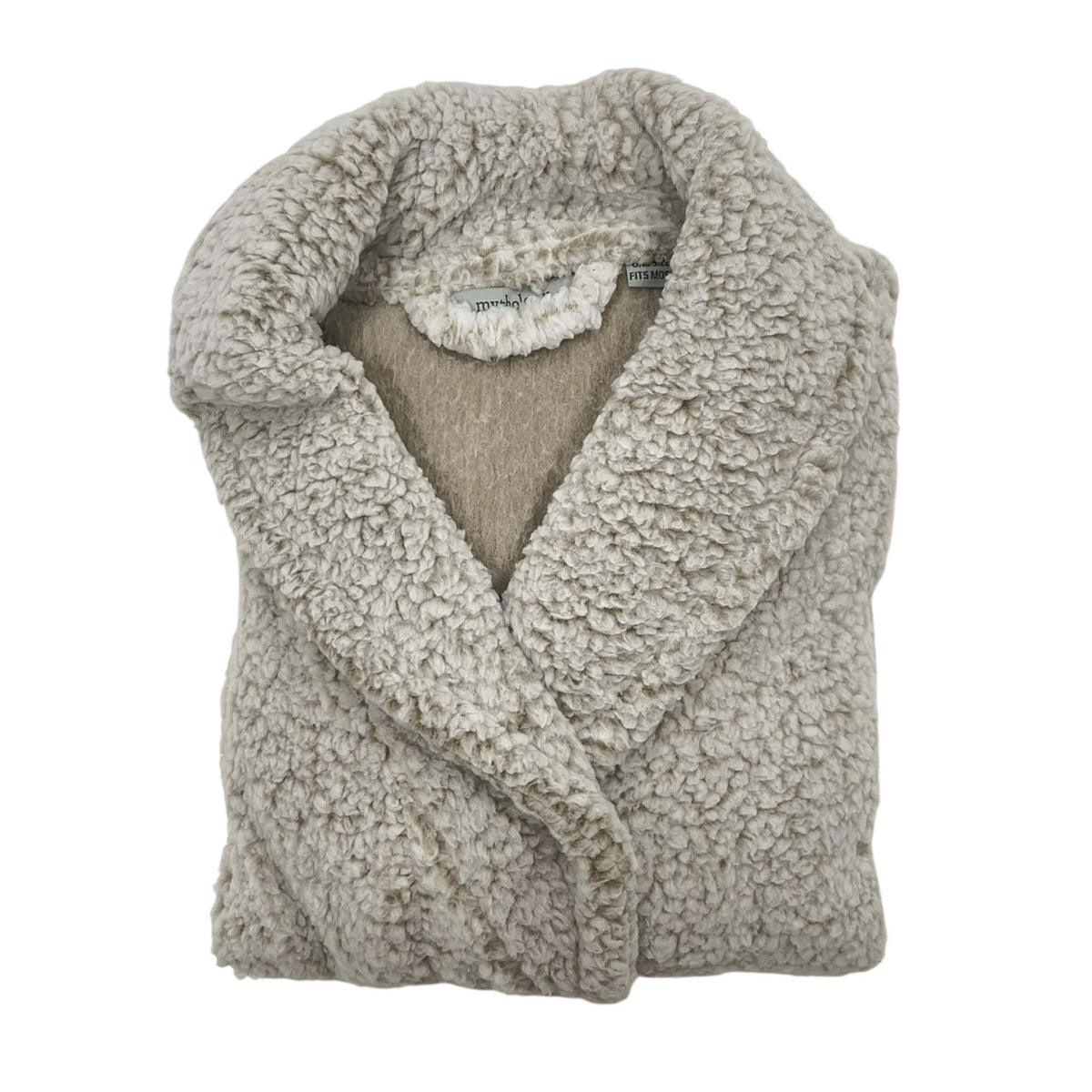 Mosaic Bath Sherpa Robe in cream