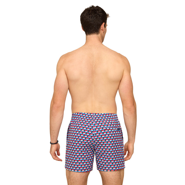 The Blue Ridge NC Flag 5.5 Inch Lined Swim Shorts