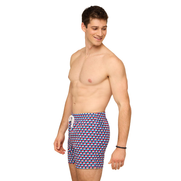 The Blue Ridge NC Flag 5.5 Inch Lined Swim Shorts