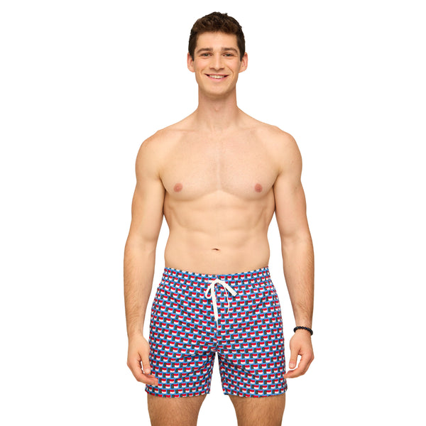 The Blue Ridge NC Flag 5.5 Inch Lined Swim Shorts