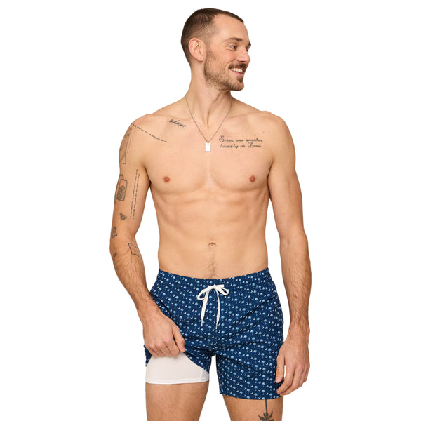 The Goodnight Palmetto Moons 5.5 Inch Lined Swim Shorts