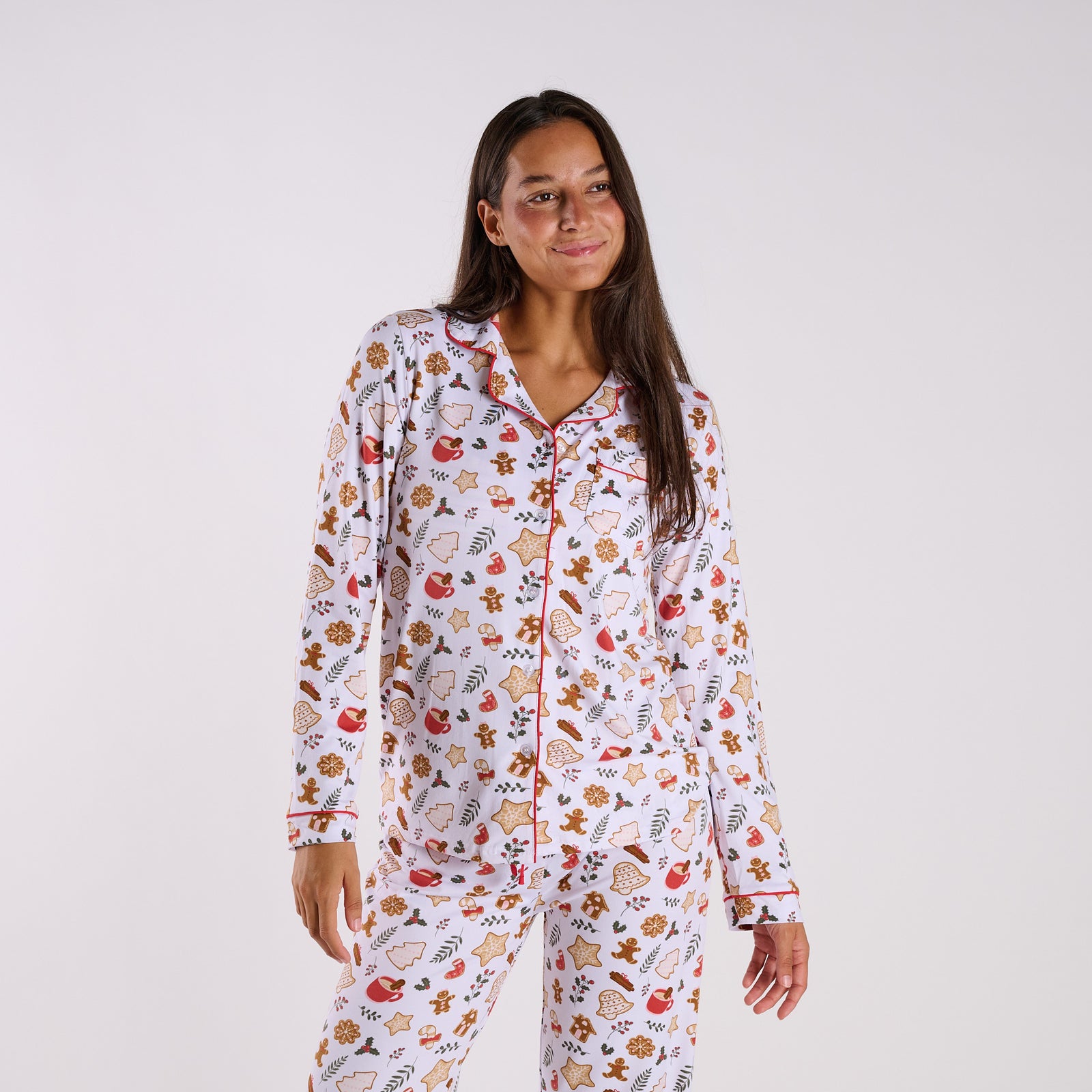 Women's Cookie Christmas Long Sleeve Sleep Top