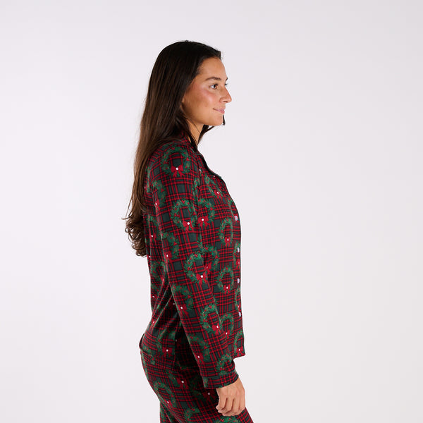Women's Merry Wreathmas Long Sleeve Sleep Top