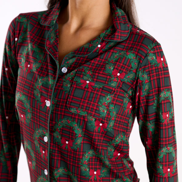 Women's Merry Wreathmas Long Sleeve Sleep Top