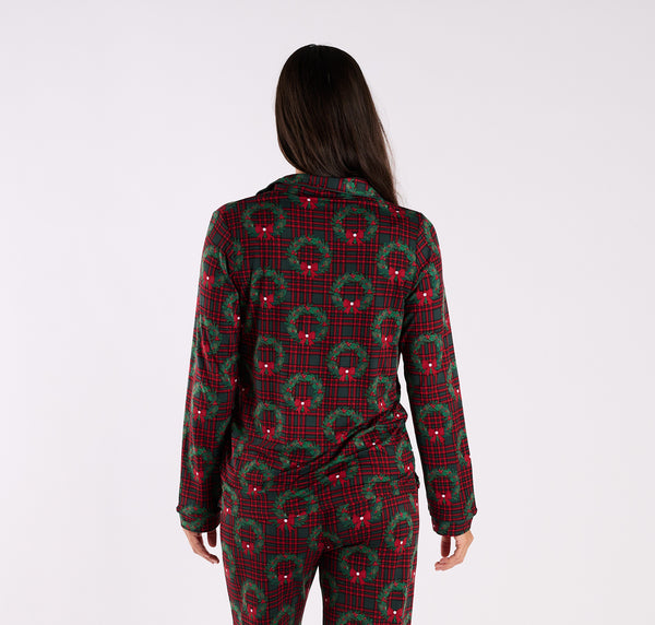 Women's Merry Wreathmas Long Sleeve Sleep Top