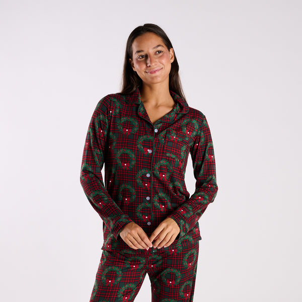 Women's Merry Wreathmas Long Sleeve Sleep Top