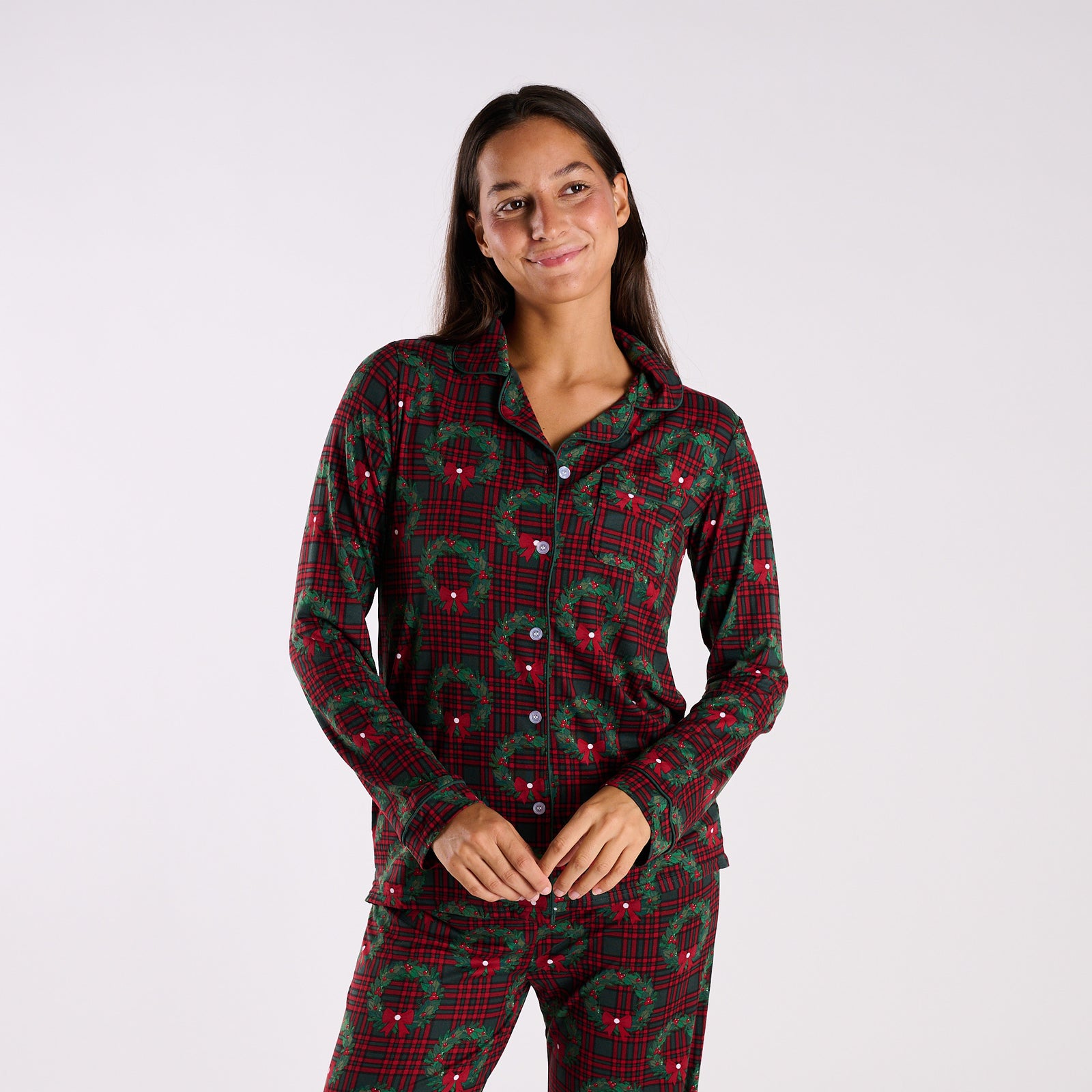 Women's Merry Wreathmas Long Sleeve Sleep Top