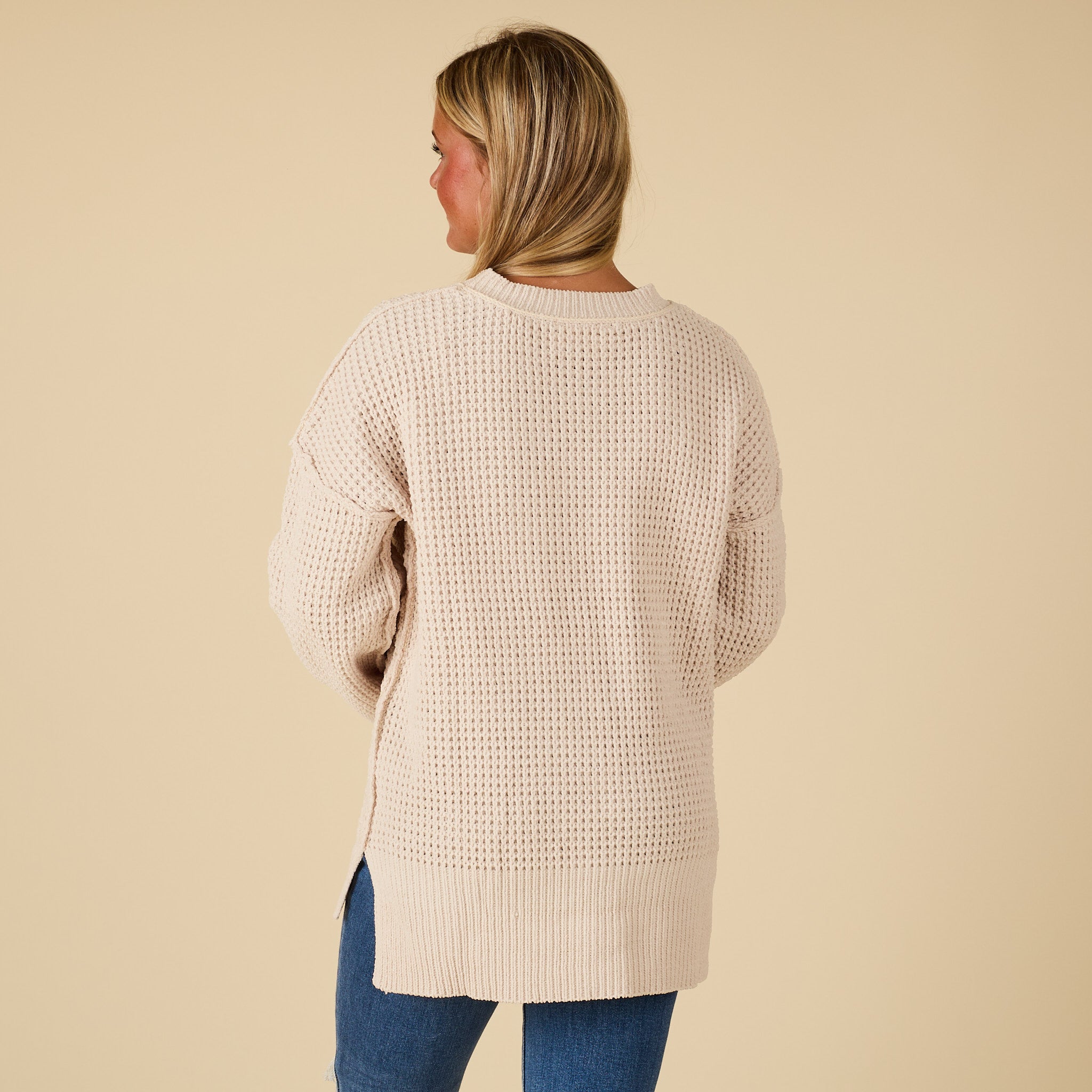 Popcorn Exposed Seam Sweater