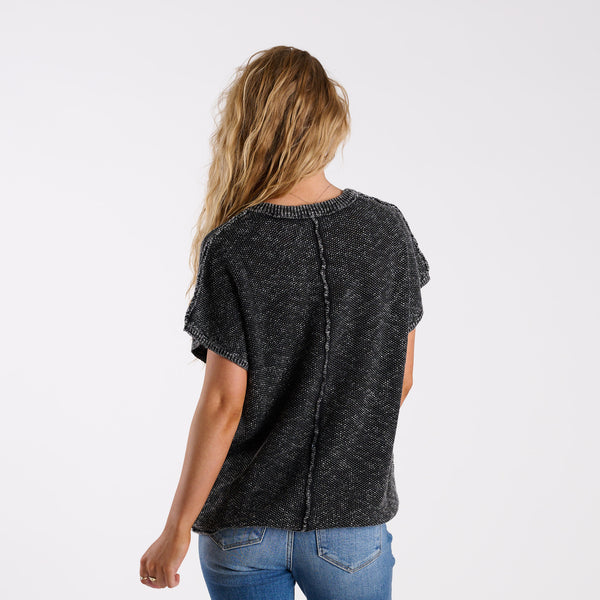 Short Sleeve Space Dye Sweater