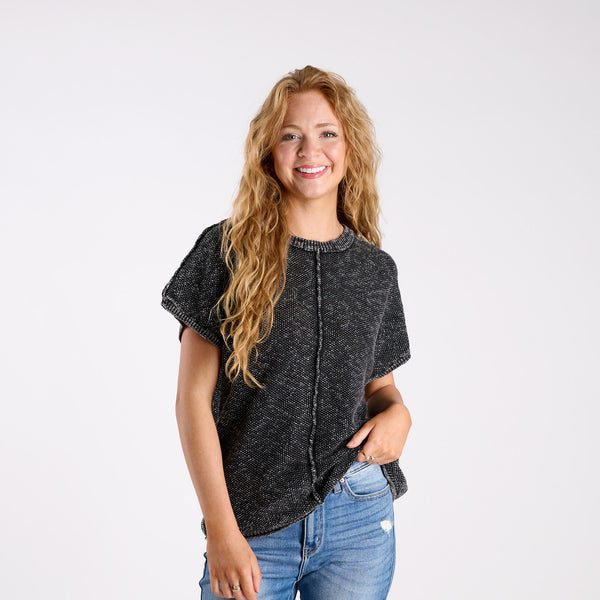Short Sleeve Space Dye Sweater