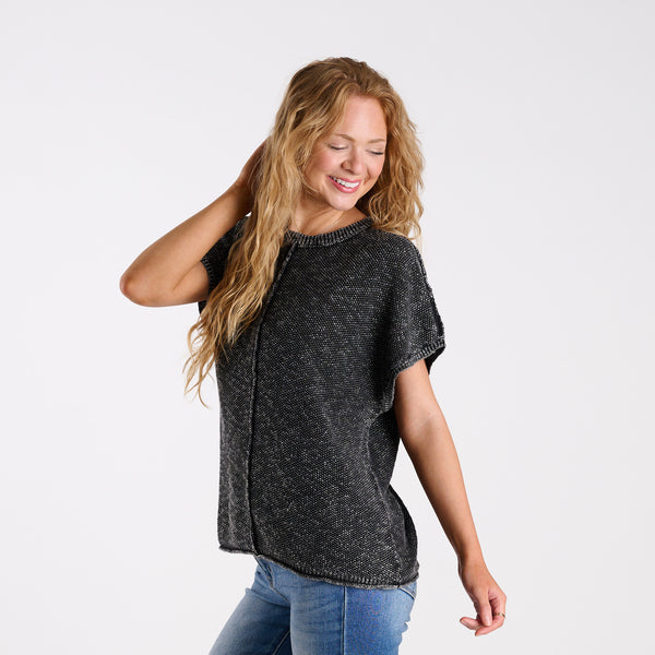Short Sleeve Space Dye Sweater