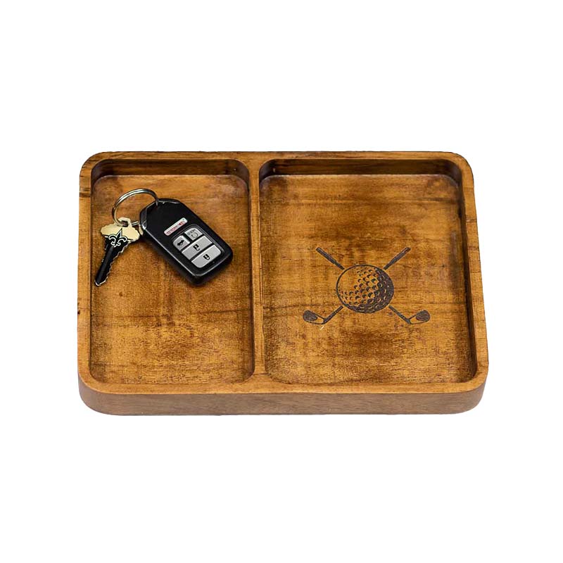 Golf Etched Wood Valet Tray