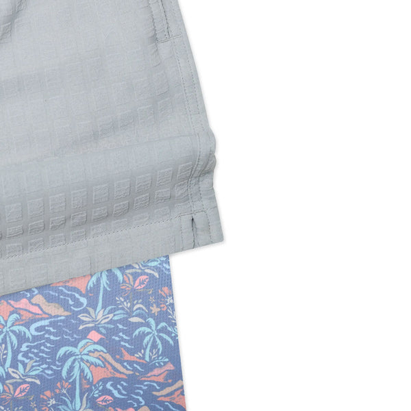 The Gravels 5.5 Inch Grid Textured Lined Swim Trunks