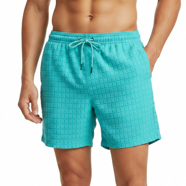 The Tide Pools 5.5 Inch Grid Texture Lined Swim Shorts