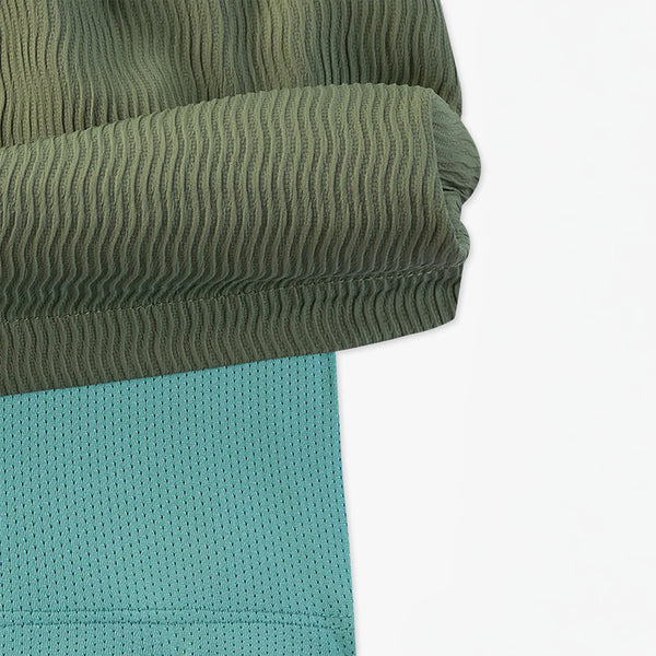 The Olive You Mans 5.5 Inch Grid Textured Lined Swim Trunks