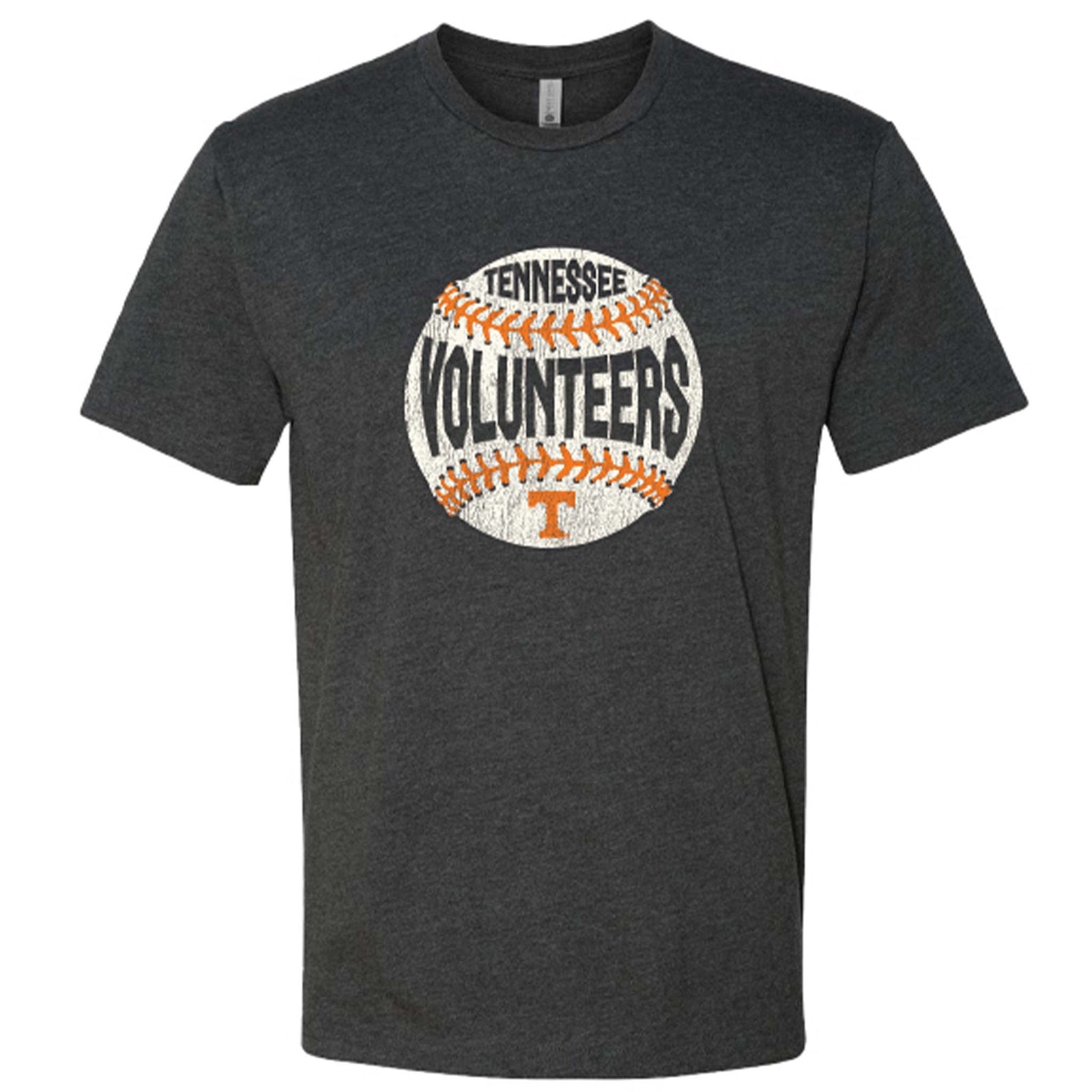 UT Volunteers Baseball Short Sleeve T-Shirt in Charcoal by Threds with distressed baseball graphic on front