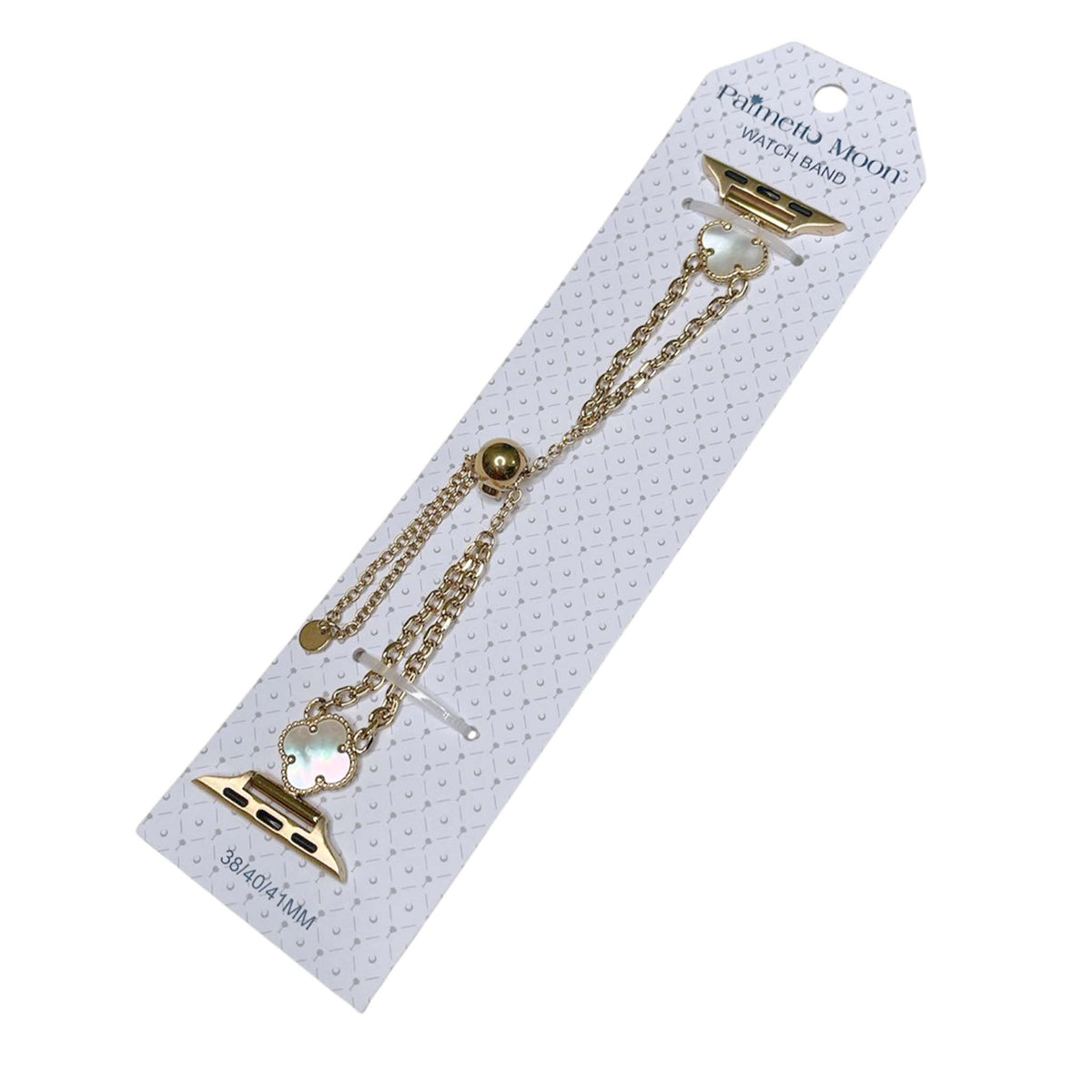 Gold and Pearl Clover Adjustable Chain Watchband