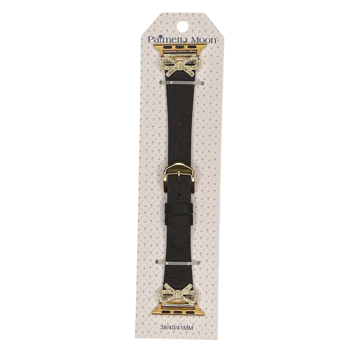Palmetto Moon Diamond Bow Watch Band in black