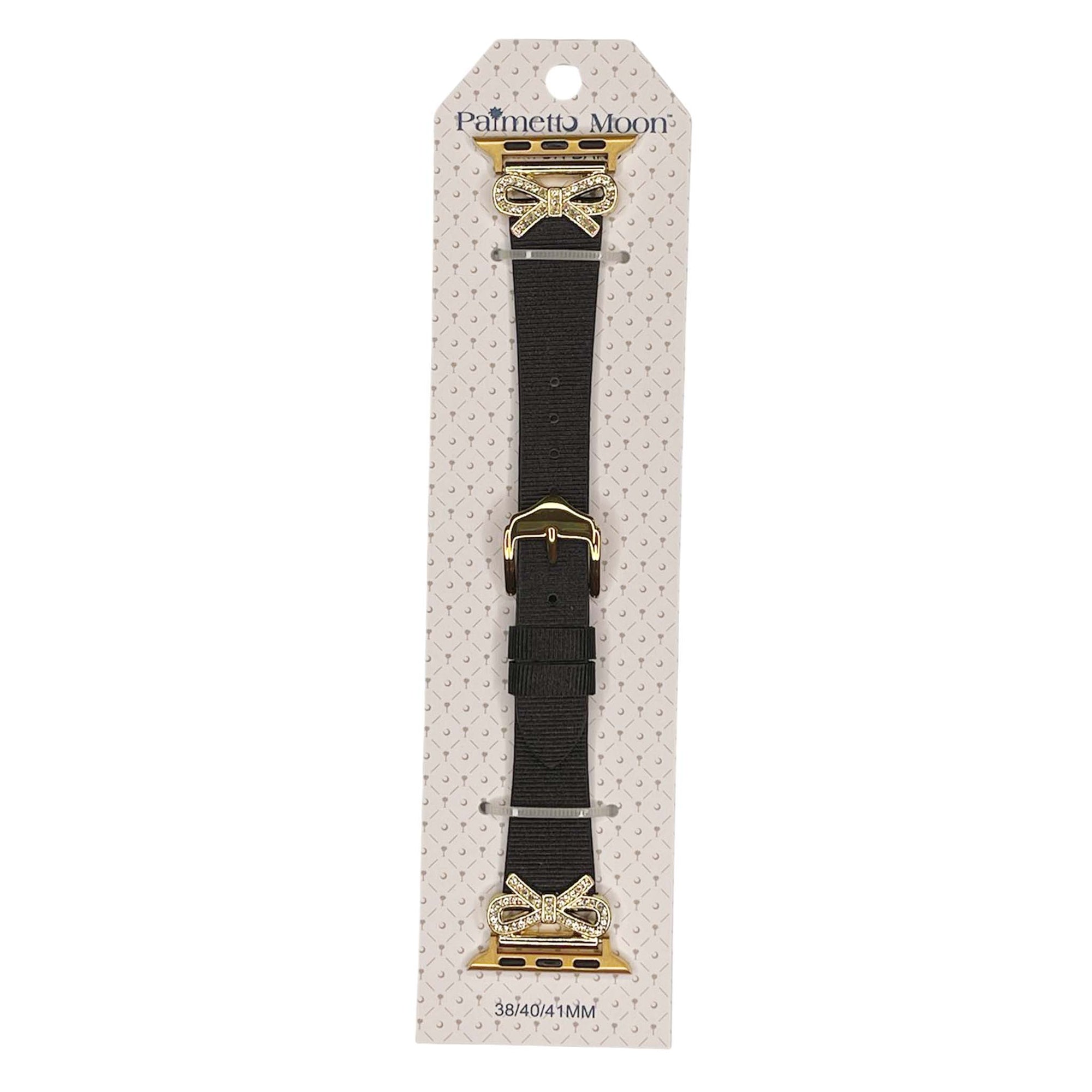 Palmetto Moon Diamond Bow Watch Band in black