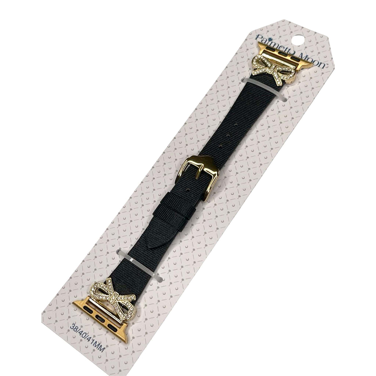 Palmetto Moon Diamond Bow Watch Band in black