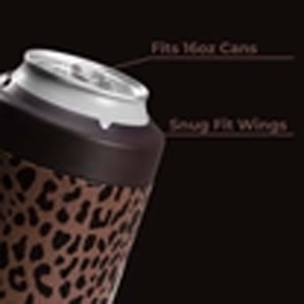 16oz Standard Can Cooler in Brown Leopard