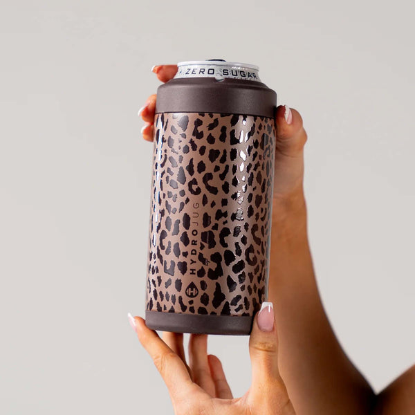 16oz Standard Can Cooler in Brown Leopard