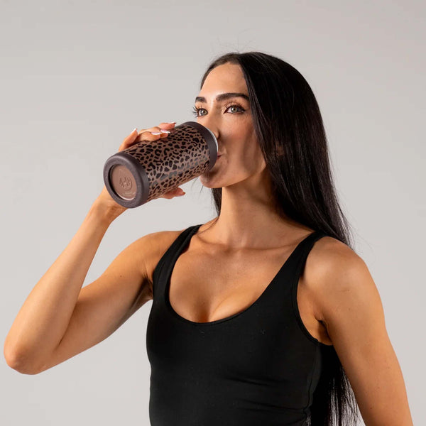 16oz Standard Can Cooler in Brown Leopard