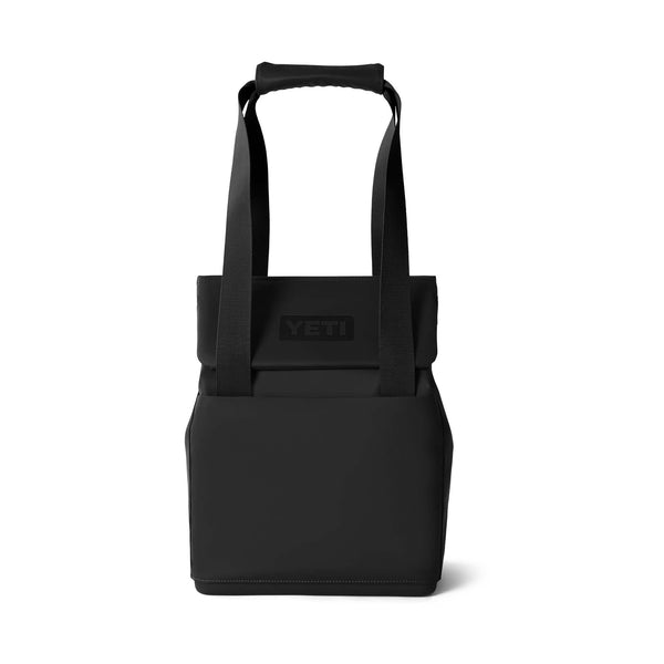 YETI Daytrip 14L Tote Bag in Black - 
Black insulated tote with top handle and front pocket featuring embossed YETI logo.