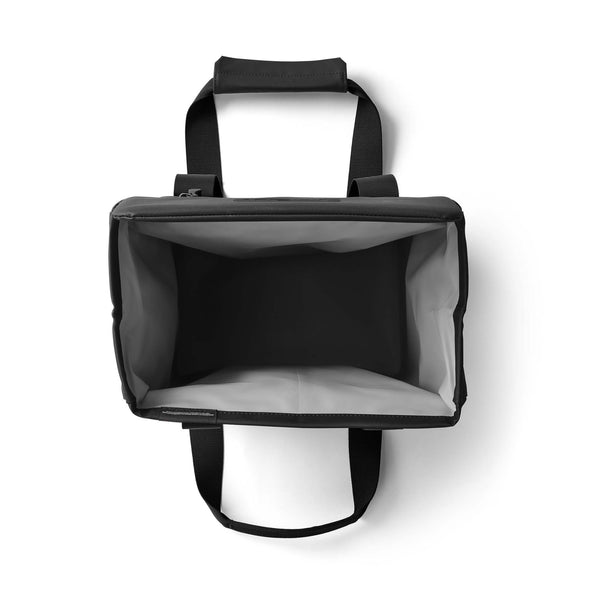 Overhead view of the YETI Daytrip 14L Tote Bag in Black showing the empty gray insulated interior.