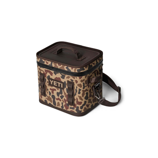 Angled top-down view of YETI Hopper Flip 12 cooler with shoulder strap.